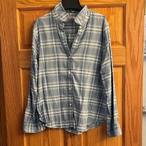 Faherty Blue and White Plaid Button Down Shirt